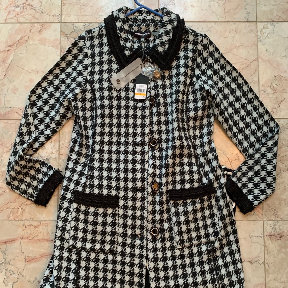 Karl Lagerfeld - houndstooth button down jacket - size small